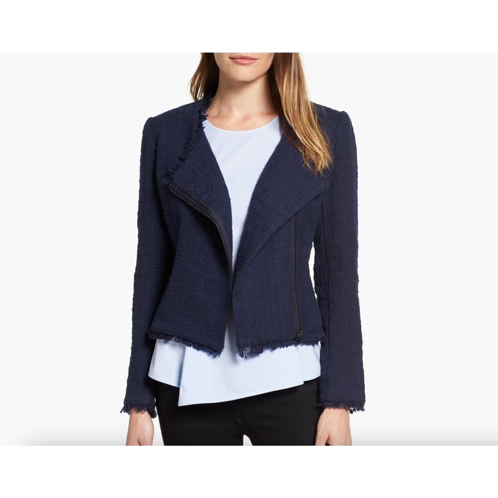 NWOT New Nordstrom Halogen Asymmetrical Zip Tweed Jacket Motorcycle Jacket